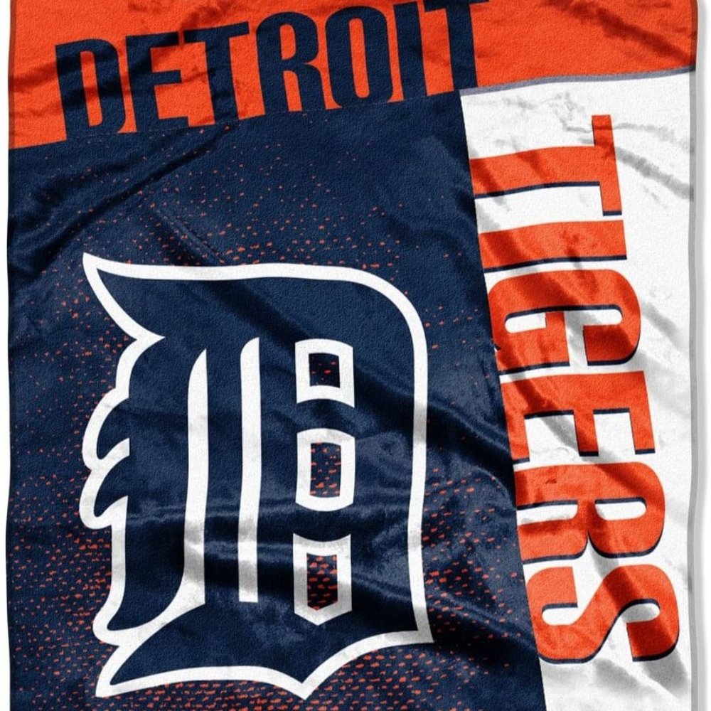 Northwest Detroit Tigers Navy Orange White Throw Blanket